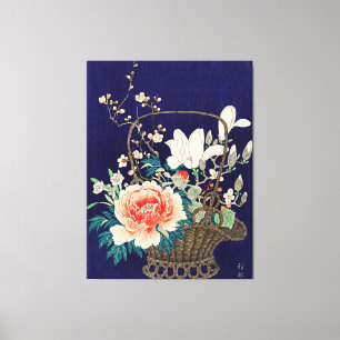 Toile Panier de fleurs en bambou par Ohara Koson  