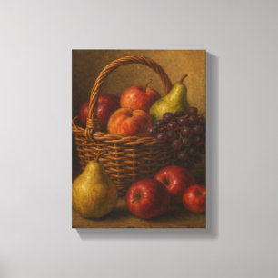 Toile Panier de fruits Vie morte avec poires et pommes