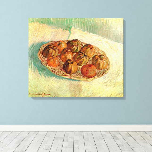 Toile Panier de pommes à Pissarro par Vincent van Gogh (Insitu (Plancher de Bois))
