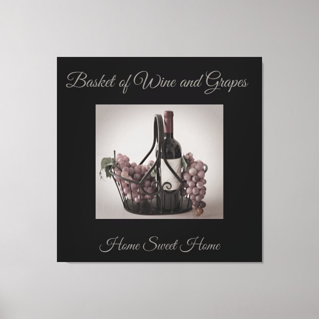 Toile Panier en fer forgé de vin et de raisins (Recto)