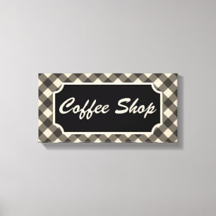 Toile Panneau En vichy café noir