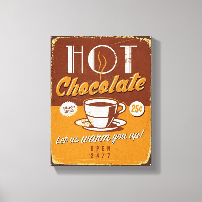 Toile Panneau métallique vintage - Chocolat chaud (Recto)