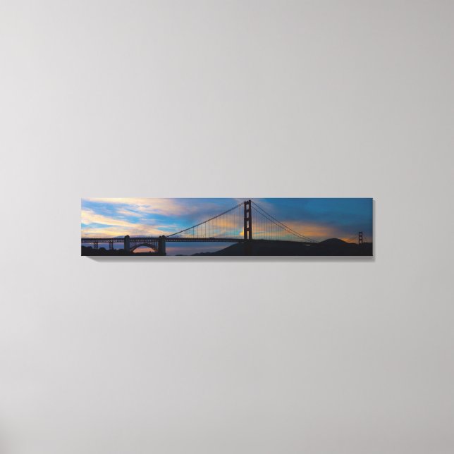 Toile Panorama sur le coucher de soleil du pont Golden G (Recto)