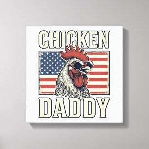Toile Papa Poule Coq Vintage Patriotique