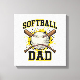 Toile Papa Softball Vintage Varsity Dessin Bats Croisés_
