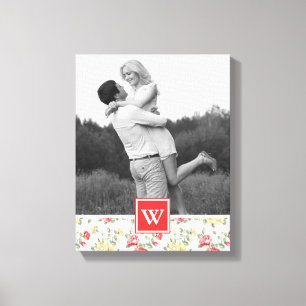 Toile Papier peint rose élégant Photo avec Monogramme