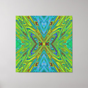 Toile Papillon Abstrait Chartreuse et Bleu Tripant