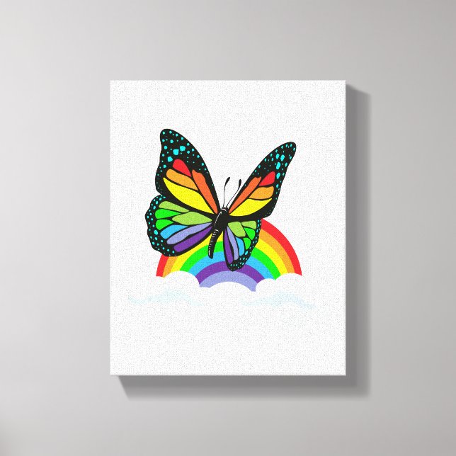 Toile Papillon avec arc-en-ciel (Recto)