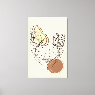 Toile Papillon beige et Brown simple