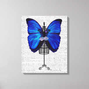 Toile Papillon bleu mannequin
