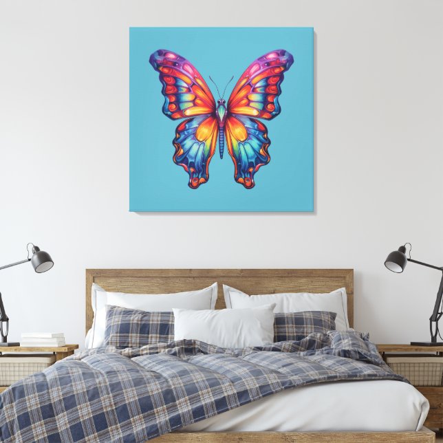 Toile Papillon Bleu Orange ailes (Insitu(Chambre))
