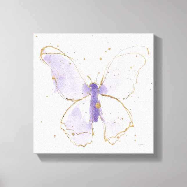 Toile Papillon d'aquarelle de lavande (Recto)