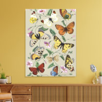 Papillon de nuit vintage 1842 Art botanique floral