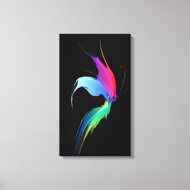 Toile Papillon de peinture Abstrait sur noir (Recto)