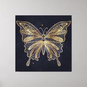 Toile Papillon d'or esthétique céleste