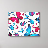 Papillon en bleu et rose