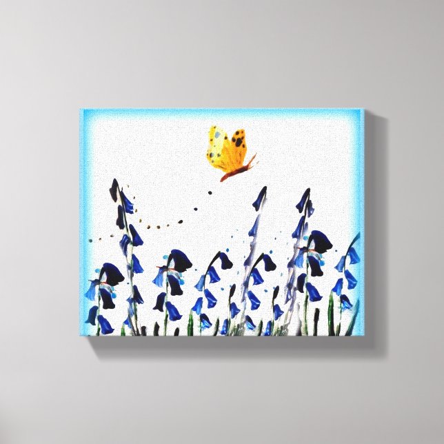 Toile Papillon jaune Floral Bluebells (Recto)