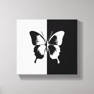 Toile Papillon noir et blanc