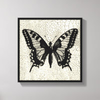 Papillon noir et blanc sur Arrière - plan fissuré