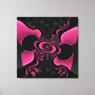 Toile Papillon noir et rose fractal