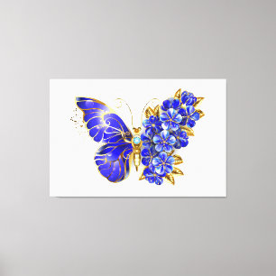Toile Papillon saphir à fleurs