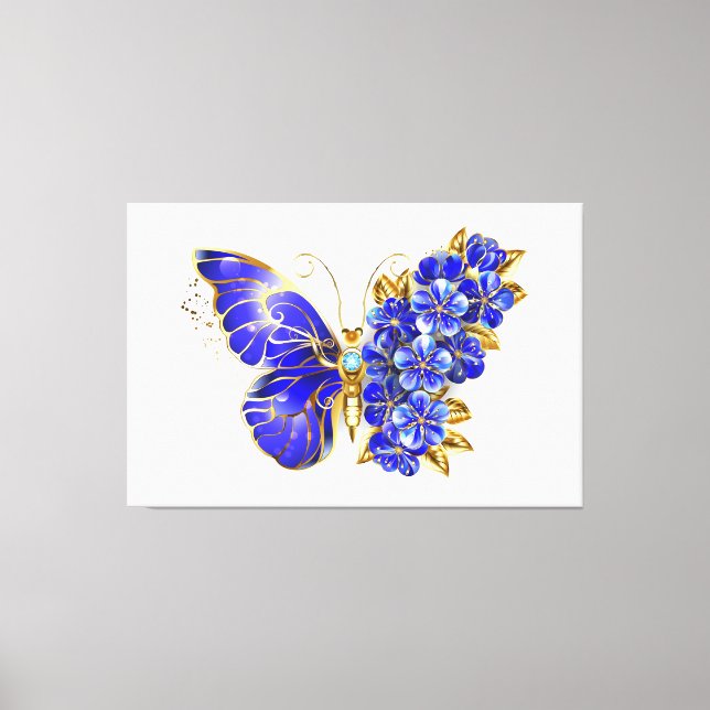 Toile Papillon saphir à fleurs (Recto)