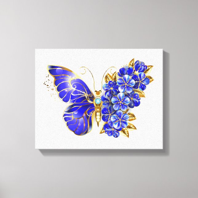Toile Papillon saphir à fleurs (Recto)