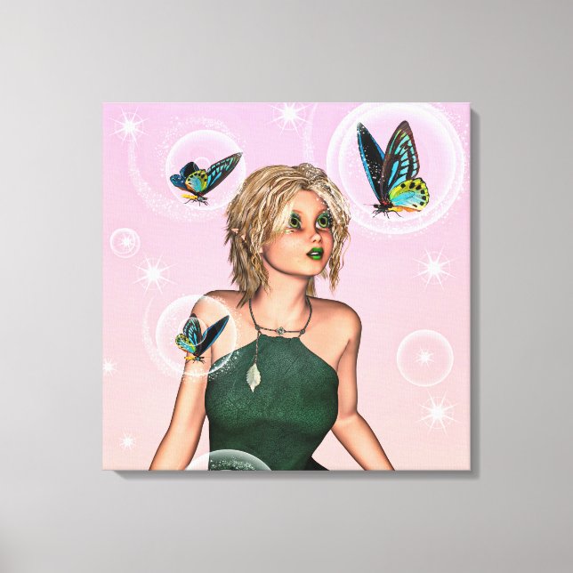 Toile Papillon scintillant Fée Fantaisie Art (Recto)