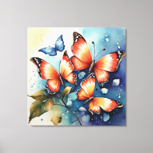 Toile Papillon vibrant aquarelle artistique 