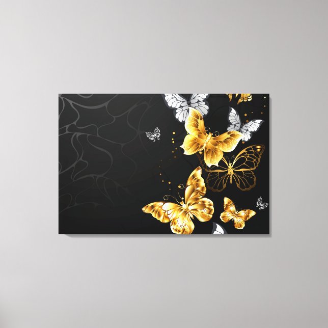 Toile Papillons blancs et dorés (Recto)