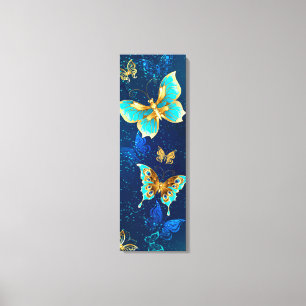 Toile Papillons d'or sur un Arrière - plan bleu