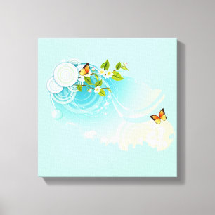 Toile Papillons et fleurs