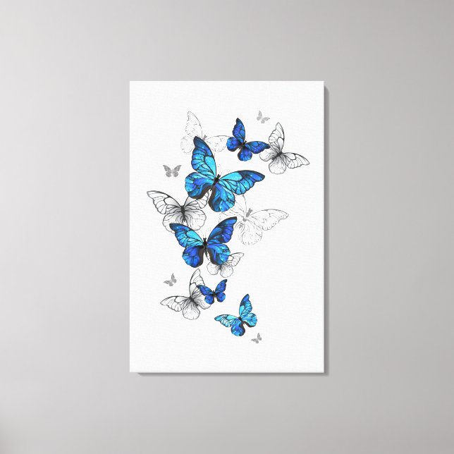 Toile Papillons volants bleus Morpho (Recto)