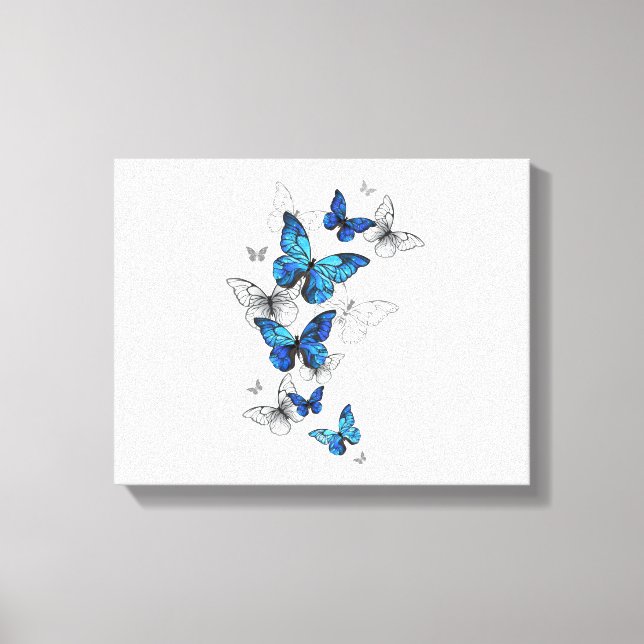 Toile Papillons volants bleus Morpho (Recto)