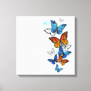 Toile Papillons volants Morpho et Monarch