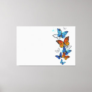 Toile Papillons volants Morpho et Monarch