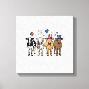 Toile Parade de vaches patriotiques dessin de t-shirt vi