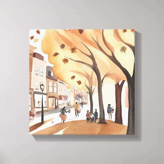 Toile Parc municipal d'automne | Aquarelle de feuillage  (Recto)