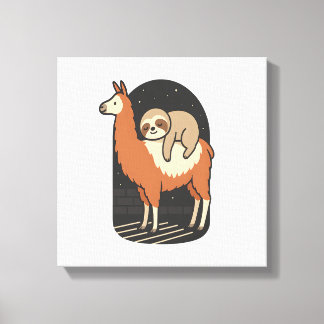 Toile Paresseux chevauchant un lama