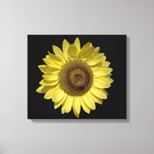 Toile parfait tournesol jaune vif et abeille en noir