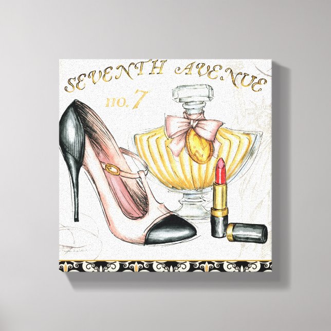 Toile Parfum, rouge à lèvres et une chaussure à talons h (Recto)