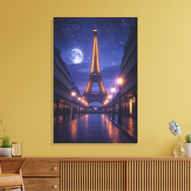 Toile Paris au Clair de Lune – La Tour Eiffel Romantique (Insitu(Salon))