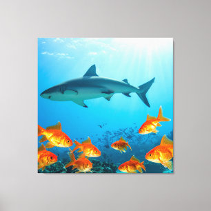 Toile Parmi les requins dorés