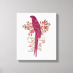 Toile Parrot d'ara sauvage et libre Feuilles tropicaux