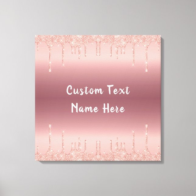 Toile Parties scintillant or rose Nom de texte personnal (Recto)
