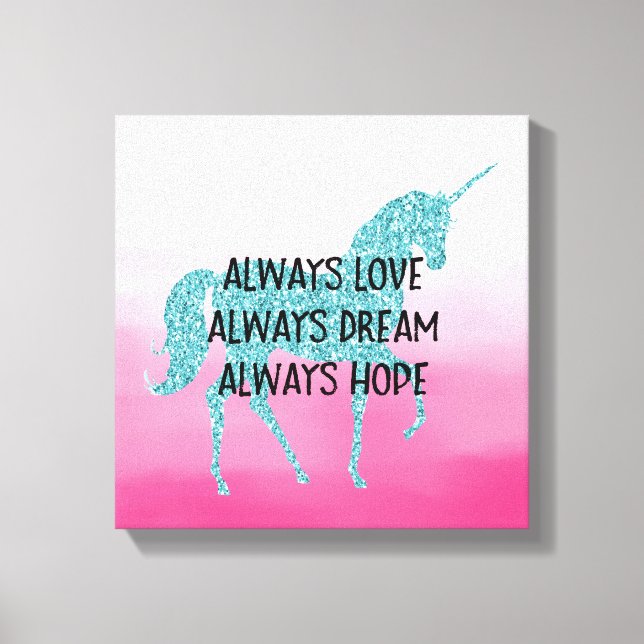 Toile Parties scintillant rose brillant Aqua Unicorn (Recto)