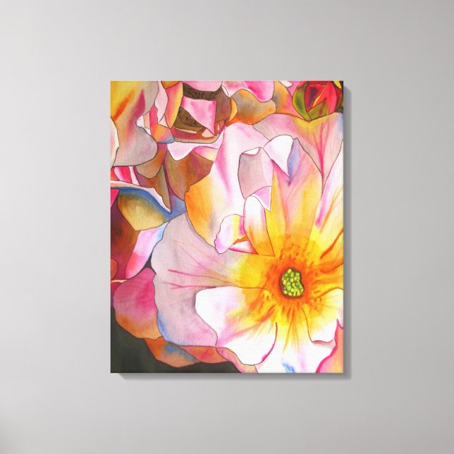 Toile Pastel Cornelia Rose aquarelle peinture (Recto)