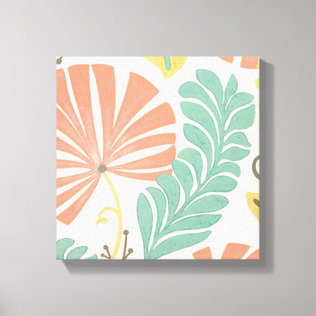 Toile Pastel Floral Vines et Feuilles sur Arrière - plan (Recto)