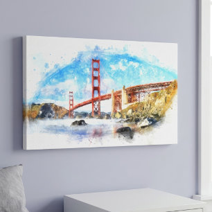 Toile Pastel Golden Gate Bridge à San Francisco