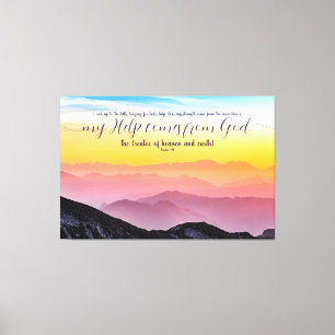 Toile Pastel Mountains Mon aide vient de Dieu Psaume